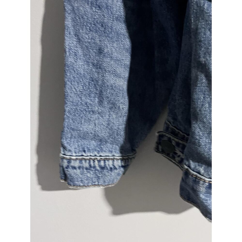 American Eagle Jacket Mens XL Blue Denim Bomber Collared Pockets Cotton Button - Picture 7 of 16